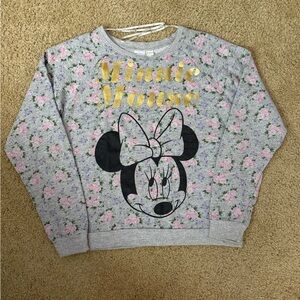 Forever 21 Minnie Mouse Floral Kids Sweatshirt - Gray and Pink
